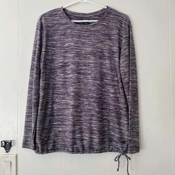 Roots slub knit purple and white cowl neck pull over drawstring waist size L - Picture 1 of 9
